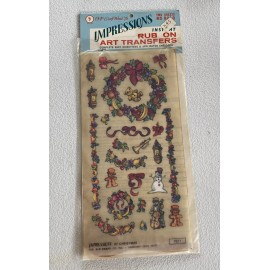CRAFT Vintage O-P Craft Wood Impressions of Christmas Rub On Art Transfer #7611