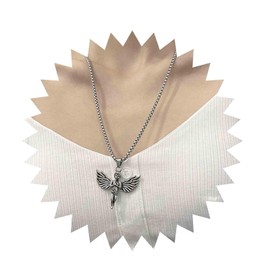Inilbran Boho Angel Choker Necklace Silver Angle Wings Pendant Necklace Gothic Angel Wings Necklace Choker Vintage Angel Religious Necklace Jewellery for Women and Girls, Zinc, No Gemstone