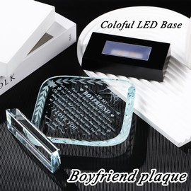 Gifts for Boyfriend Crystal Boyfriend Keepsake with LED Base Best Boyfriend Presents Romantic I love You Gifts for Him Boyfriend Gifts for Anniversary, Christmas, Birthday, Valentine's Day