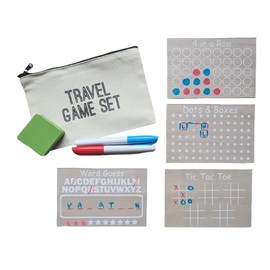 Travel Game Set for Kids - Reusable Dry Erase Games - Activity Bag - 4 Pack with Markers and Bag