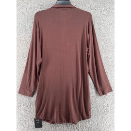 Naadam NEW NAADAM Pajama Button Up Dress Long Sleeve Size Small Fig WE1129FIM Women’s