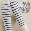 CHUNFO Womens Striped Ankle Socks Cute Letter Embroidered Athlete Navy