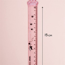 15CM Pink Cats Claw Straight Rulers, Plastic Measuring Tool Kawaii Measuring Rulers, Portable Stationery Rulers School Supplies Stationery Transparent Ruler Drafting Tools and Drafting Kits