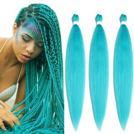 Braiding Hair Pre Stretched 30 Inch Cyan Blue Braiding Hair 3 packs Professional Crochet Hair Extensions Yaki Straight High Temperature Synthetic Fiber for Braids（30",A27)