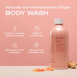 Hey Humans Rosewater Ginger Moisturizing Body Wash with Natural Ingredients & Jojoba Oil | Clean, Vegan, Sulfate Free Bath & Body Wash for Women | Recyclable Bottle, 14 fl. oz. - Pack of 3