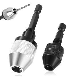 Keyless Drill Chuck, Quick Chuck Adapter, Keyless Drill Chuck, 1/4 Inch Hex Shank Drill Adapter, Quick Change Chuck Adapter for Hammer Drill, 0.3-6.5 mm, 0.3-3.6 mm, Pack of 2