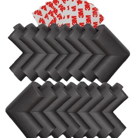 MOWOK 16 Pack Corner Guards & Edge Protectors - Black Soft Table Corner Protector with 3M Tape, Child Safety Foam Furniture Bumper Cushions for Sharp Corner