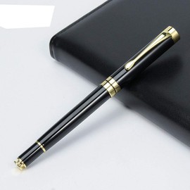 Accod Business Ballpoint Pen Black Metal Pen 0.5MM Signature Pen with Two Replaceable Refills Gift Box (Black)