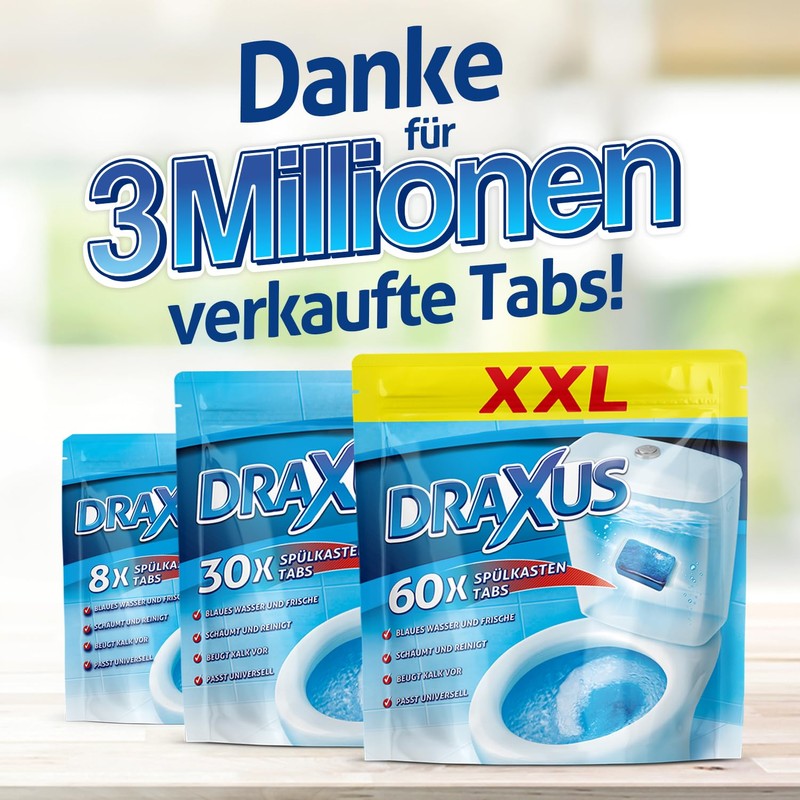 DRAXUS 8 x Cistern Tabs, Water Box Cube for the