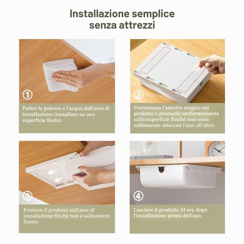 FRETONBA Cassetto Sotto Scrivania, Cassetto Medio Autoadesivo, Cassetto Organizer Cassetti
