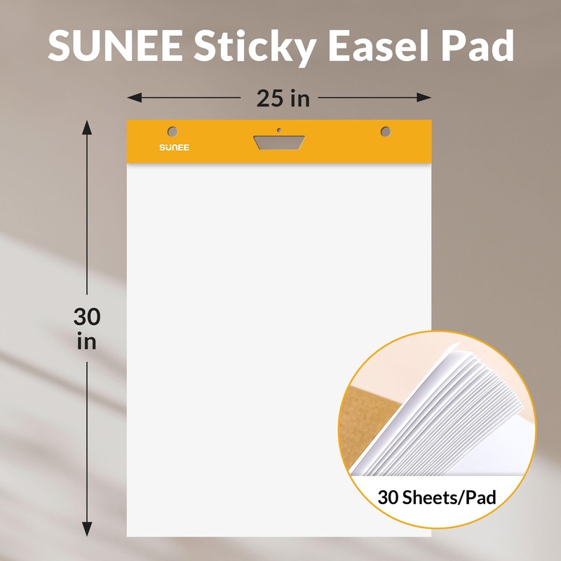 SUNEE Sticky Easel Pads, 25x30 Inches, 30 Sheets/Pad, 2 Pack