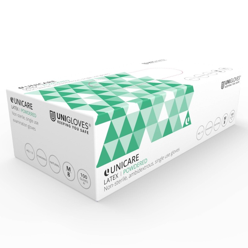 Unigloves Unicare Latex GS0022 Single Use - Multipurpose, Lightly Powdered