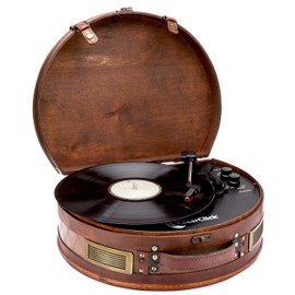 ClearClick Vintage Suitcase Turntable with Bluetooth & USB - Classic Wooden Retro Style