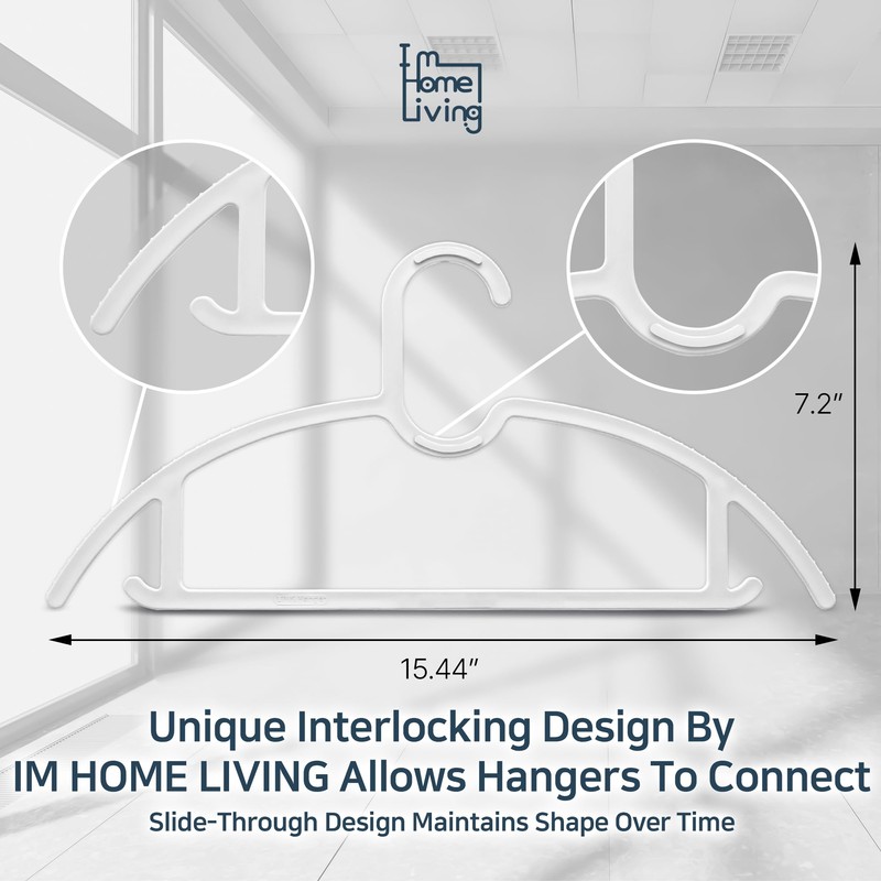 15" Compact Slim & Slimlink Interlocking Clothes Hangers, Space-Saving Lightweight