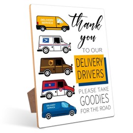 Delivery driver thank you sign, Front Door Outdoor Package Delivery Boxes Mail Box, With wooden stand 8×10 inches - ANB03
