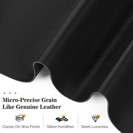 Faux Leather Fabric, 55inch Wide 1.0mm Thicken Marine Vinyl Fabric Soft Upholstery Fabric by The Yard PU Leather Sheets for DIY Crafting Sewing Chairs Sofa Wallets Handbag, 1 Yard Black