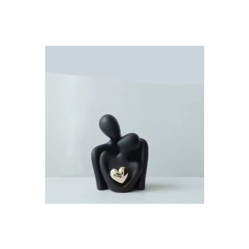 1pc Romantic Couple Statue for Home Decor – Ceramic Embrace