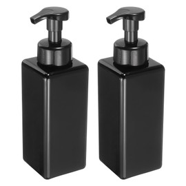 sourcing map 2PCS Square Empty Foam Pump Bottle, 650ml Travel Foam Soap Dispenser Empty Refillable Plastic Pump Bottle for Lash Shampoo, Hand Soap, Facial Lotion(9", Black)