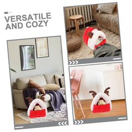 Hohopeti Warm Reindeer Shaped Hamster Nest Small Sturdy Sleeping Hideout Cozy Christmas Hut for Hamsters and Small Pets Easy to Clean Privacy Shelter