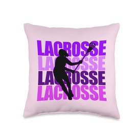 Cute Girls Lacrosse Purple & Pink Lax Girl Throw Pillow