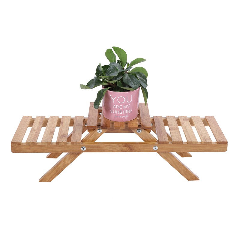 Wooden Standing Foldable 2-layered Potted Plant Flower Shelf Storage Rack