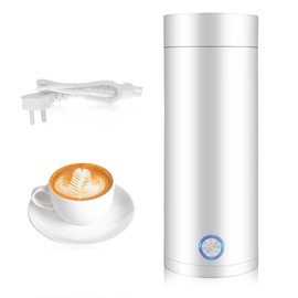 Riisoyu Small Portable Kettle, Mini Kettle for On the Go, Travel Kettle Small with Automatic Shut-Off, for Coffee and Tea Preparation (400 ml, White)