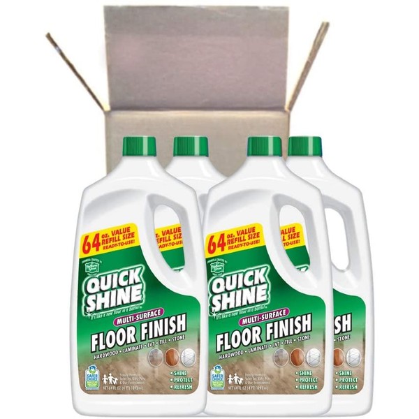 Quick Shine Multi-Surface Floor Finish and Polish, 64 Ounce, 4 Pack, 64 Fl Oz
