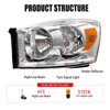 SHAREWIN Headlight Assembly Compatible with 2006-2008 Ram 1500/2007-2009 Ram 2500
