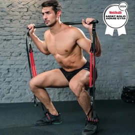 Redge Fit™ Complete Portable Full Body Home Gym Park Workout Set I Resistance Bands for Beginners to Elite Athletes I Pilates bar kit I Train Insane (Improved Quality)