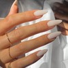 YOSOMMK Cream White Press on Nails Medium Almond Fake Nails