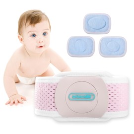 lefeke Baby Belly Button Band, Infant Umbilical Hernia Belt Wrap Truss, Abdominal Binder for Children Kids, Newborn Adjustable Navel Band Support Cord, Perforated and Breathable Belt (Pink-L)