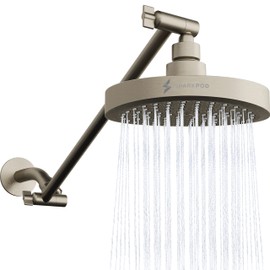 SparkPod Round Rain Shower Head with Shower Head Extension Arm - High Pressure Rain - Luxury Modern Look - No Hassle Tool-less 1-Min Installation (16" Shower Arm Extension, Brushed Nickel Finish)
