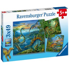 Ravensburger Dinosaur Fascination 3 x 49 Piece Jigsaw Puzzle Set - 09317 - Every Piece is Unique, Pieces Fit Together Perfectly