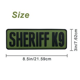 uuKen Sheriff K9 Patch Tac Vest OD Green 8.5x3 inch PVC Patch for Service Dog in Training Working for Dog Harness Vest (Black and Green, L 8.5"x3")