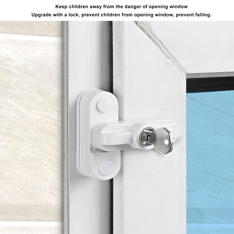 Tissting Window Lock Swivel Latch with 2 Keys, White Aluminium