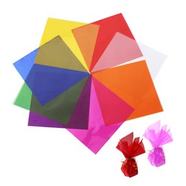 Coollooda Cellophane (Set of 160) Colored Cellophane Cellophane Paper Wrapping Decorative Colored Transparent Sheets DIY Packaging Craft Children Crafts Display Treat Plastic Wrap for Christmas Tree
