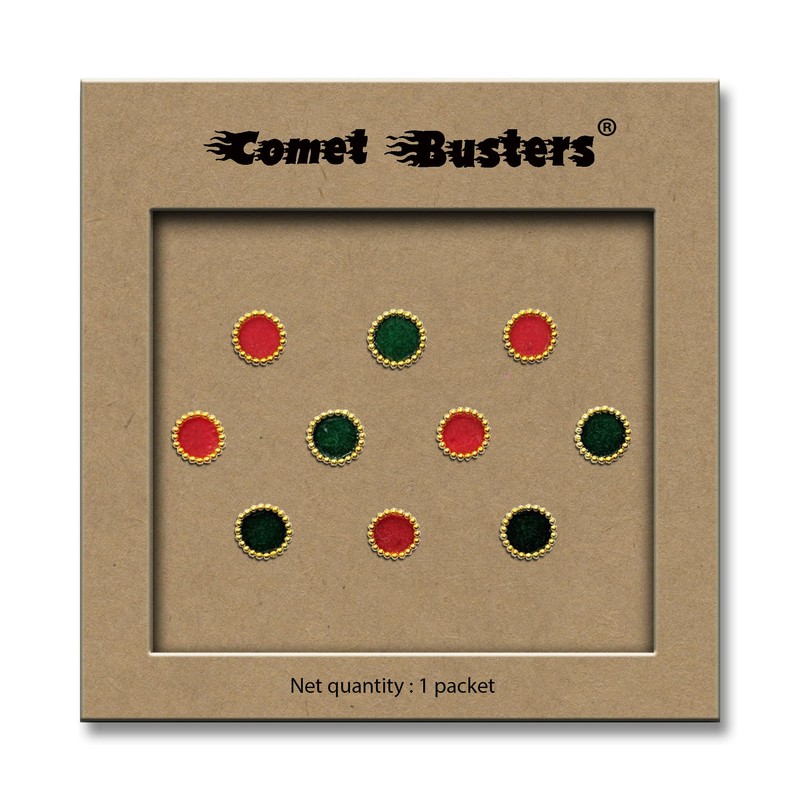 Comet Busters Beautiful Red and Green Round Bindi