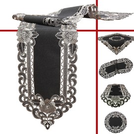 Quinnyshop Grey Tablecloth Linen Look Flowers Embroidery Approx. 85 x 85 cm Square