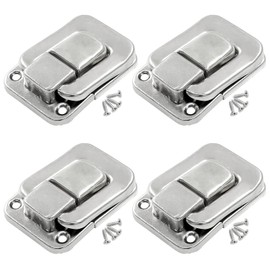 Unlorspy 4Pcs Toggle Catch Lock 1.57 x 1.06 Inch Rectangle Mini Hasp Clasp Retro Iron Hasp Lock Latch Clasp with Screws for Jewellery Box Gift Box Wooden Case(Silver)