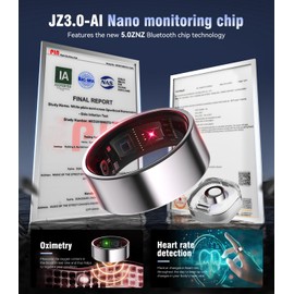 XSWCCJJ 2025 Upgrades Smart Ring 6th Generation with Wireless Charging Box [Industry First - 0 Measurement Error] Smart Ring Men & Women Fitness Ring Sports Dedicated for Android IOS Silver 9#