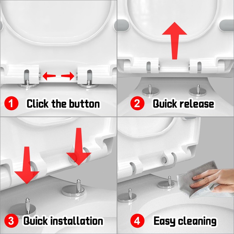 Premium Heavy-Duty Elongated (Oval) Toilet Seat (Oblong 18.5″), Soft Close