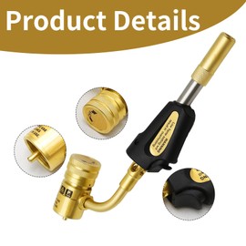 Torch Tips with Gas Self-Ignition, MAP-Pro/LP Gas, Adjustable Flame Knob Brass Tip 360° Swivel Tips, Gas Self Ignition Torch for Soldering Brazing Plumbing Welding