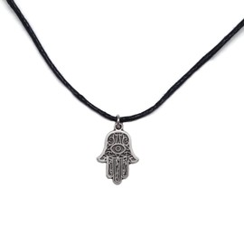 MYSTIC JEWELS Hand of Fatima (Hamsa) for Good Luck and Evil Eyes for Men and Women Gift 45cm Alpaca Synthetic Cord Not Applicable, 45 cm, Brass, Not Applicable
