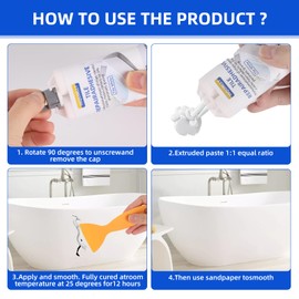 Bathtub Repair Kit, White, Tile Repair Kit, Sink Repair Kit, Ceramic White, Enamel Repair Kit, Ceramic Repair Kit, for Scratches, Holes, Cracks (100 g/White)