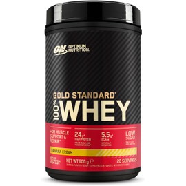 Optimum Nutrition Gold Standard 100% Whey Protein Powder for Muscle Building and Regeneration with Naturally Occurring Glutamine and BCAA Amino Acids, Banana Cream, 20 Servings, 600g