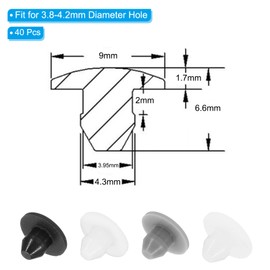 PATIKIL 4mm Diameter Silicone Round Snap, 40 Pcs in Type Locking Furniture Hole Plug Button Wide Edge Protective Cover Fit for 3.8-4.2mm Hole for Seal Bulkhead Cylinder, White