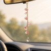 Pink Glass Lily of the Valley Car Charm,Rearview Mirror Hanging
