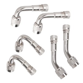 6 Pack Valve Stem Extenders 45 degree, 90 degree and 135 degree Dually Valve Stem Extensions Compatible for Passenger Cars, RV, Stroller, Bicycles, Motorcycles and Trailers (Elbow Extender)