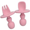 Silicone Baby Utensil Holders, Spoon and Fork Design, PINK