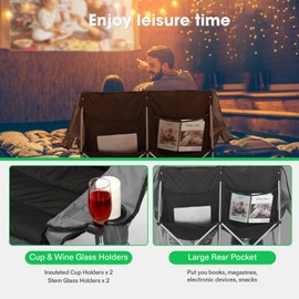 VIVOSUN Double Camping Chair, Fully Padded Folding Loveseat, Oversized Duo Chair with Cup & Wine Glass Holders, Pocket, Armrests & Carry Bag, Supports up to 500lbs